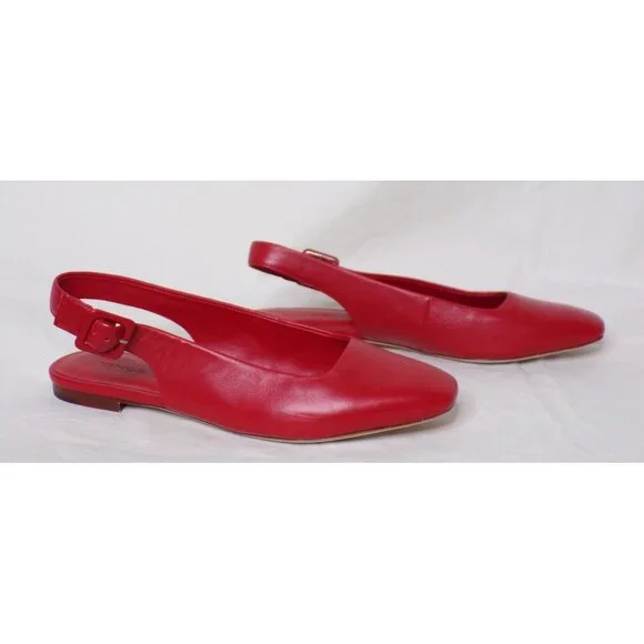 🆕VINCE Brody Slingback Flat Shoe Leather 8 Red - Picture 2 of 8